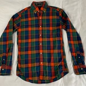 J Crew XS Slim Fall Check Secret Wash Button Down